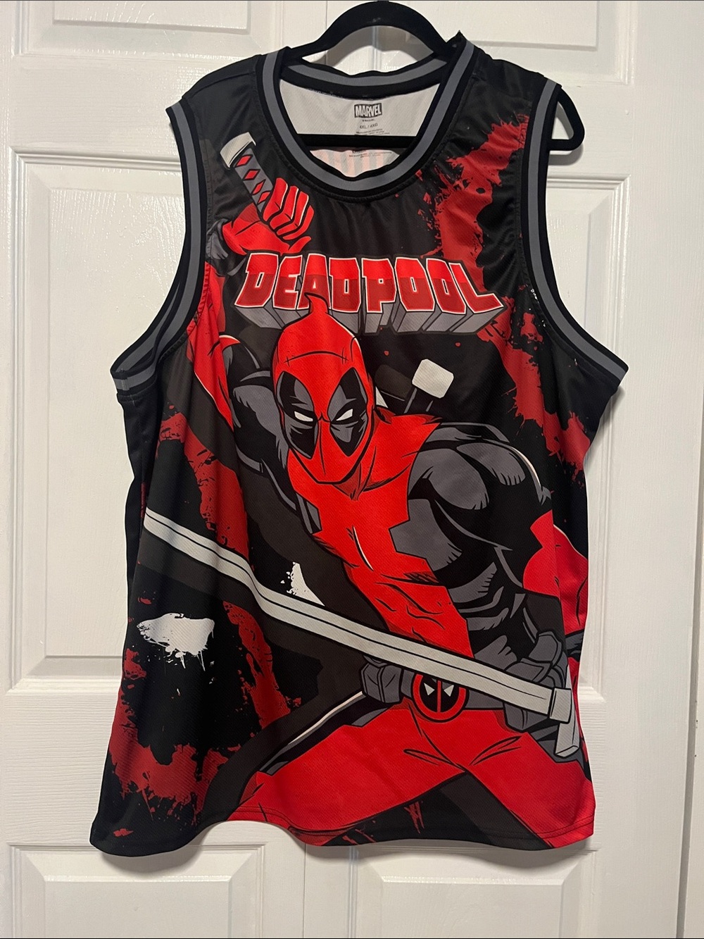 Marvel Deadpool Red and Black Graphic Jersey Tank